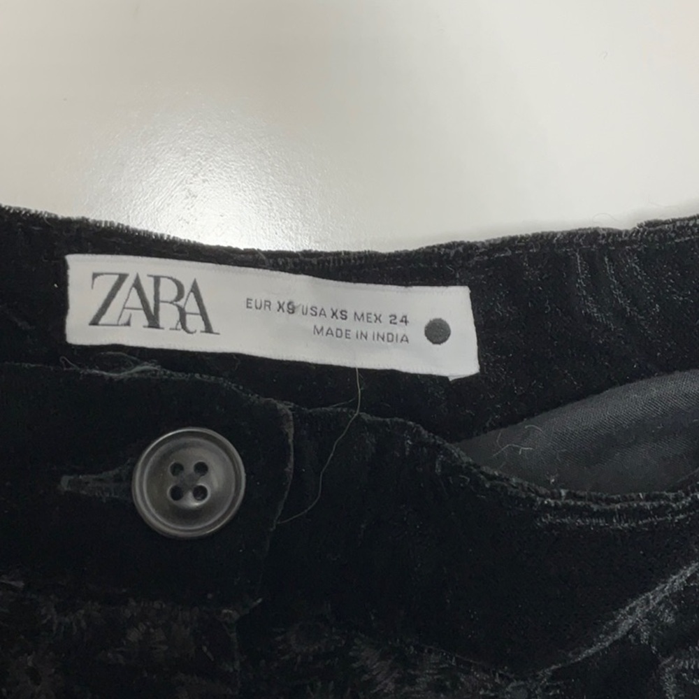 Zara Alina Black Velvet Floral Trousers XS - Picture 3 of 8